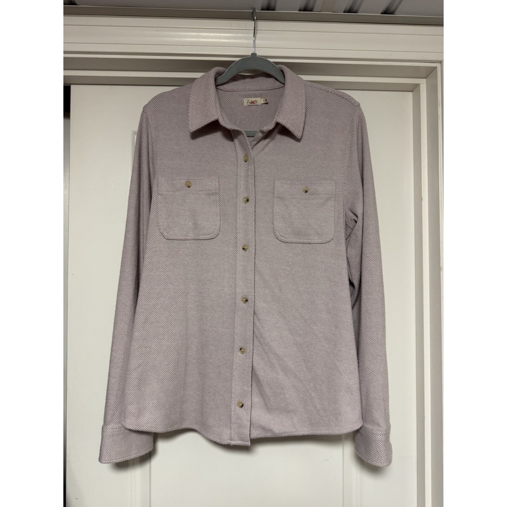 Faherty Legend Sweater Shirt in a light pink/lavender "Sea Fog" colorway, Size L